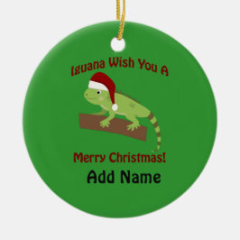 Adorno De Cerámica Iguana Te Desea Una Feliz Navidad