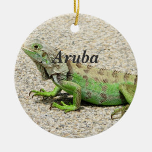 Adorno De Cerámica Iguana verde de Aruba