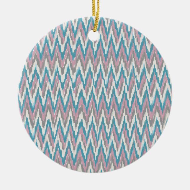 Adorno De Cerámica Ikat rosa y azul turbio (Frente)