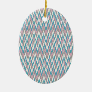 Adorno De Cerámica Ikat rosa y azul turbio