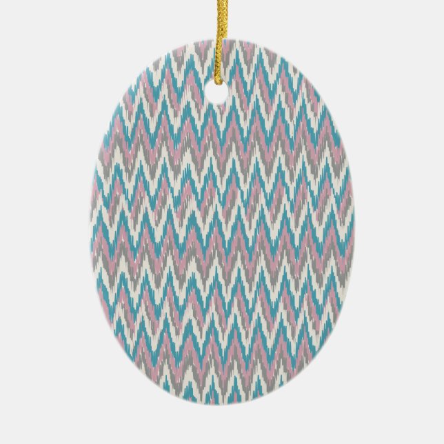 Adorno De Cerámica Ikat rosa y azul turbio (Frente)