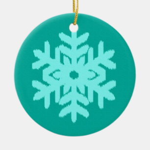 Adorno De Cerámica Ikat Snowflake - Turquesa y agua