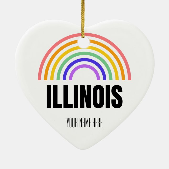 Adorno De Cerámica Illinois - Chicago - Vintage - Personalizado (Atrás)