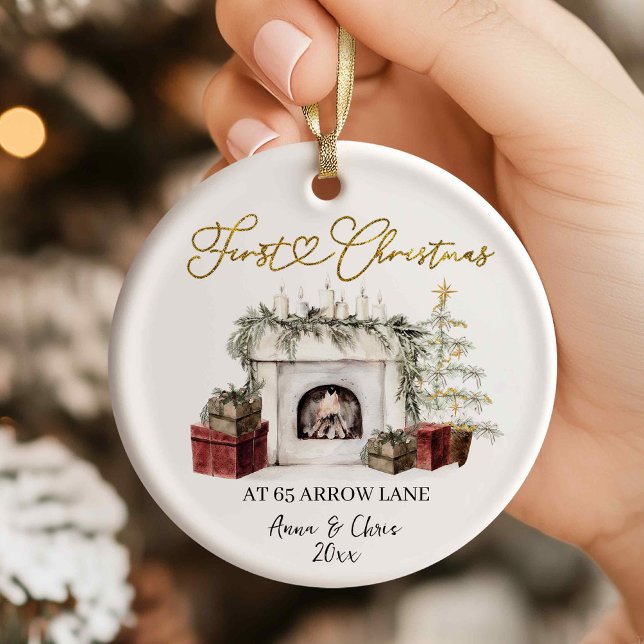Adorno De Cerámica Illustration First Christmas in our new home (Subido por el creador)