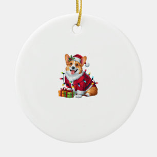 Adorno De Cerámica Iluminación de Navidad Santa Corgi Galés Perro Nav