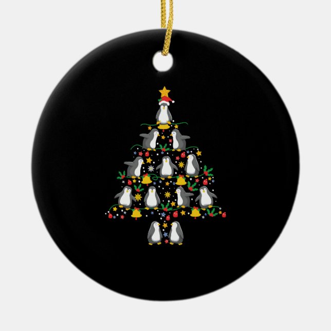Adorno De Cerámica Iluminación de pingüino árbol de Navidad (Frente)