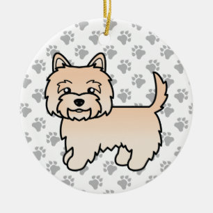 Adorno De Cerámica Ilustración adorable de perro Cream Cairn Terrier