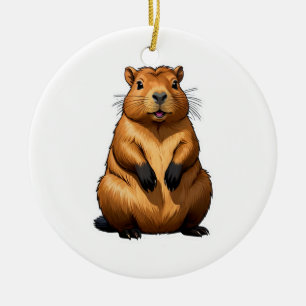 Adorno De Cerámica Ilustracion animal Cute Capybara Rodent
