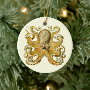 Adorno De Cerámica Ilustración antigua de pulpo monstruo marino