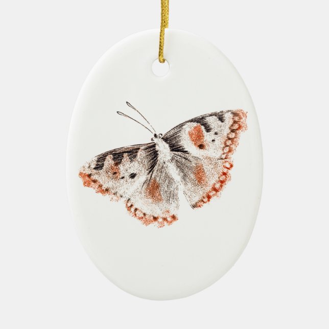 Adorno De Cerámica Ilustracion antiguo de mariposa de época (Frente)