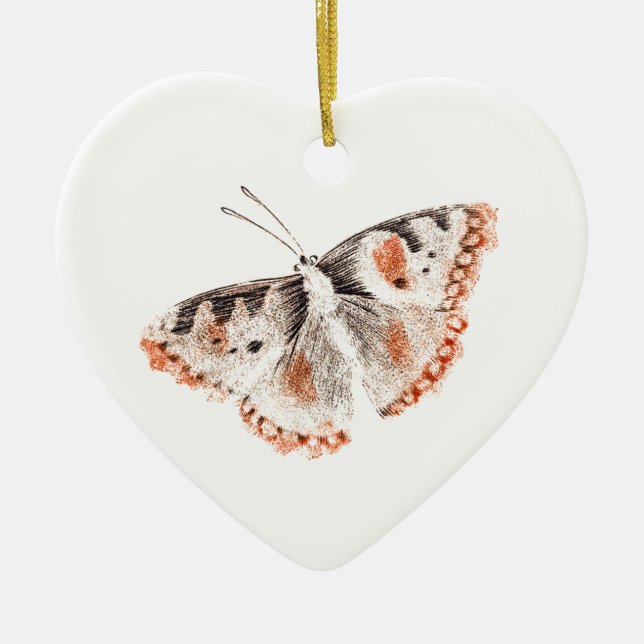 Adorno De Cerámica Ilustracion antiguo de mariposa de época (Frente)