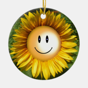 Adorno De Cerámica Ilustracion artístico sonriente del girasol
