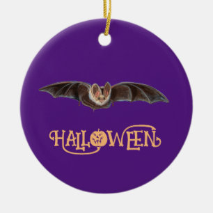 Adorno De Cerámica Ilustracion Bat Pipistrellus Feliz Halloween