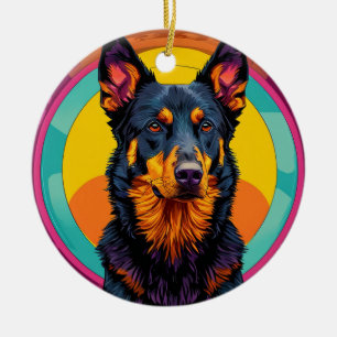 Adorno De Cerámica Ilustración colorida de perro Beauceron