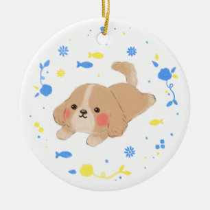 Adorno De Cerámica Ilustracion Cute Happy Puppy
