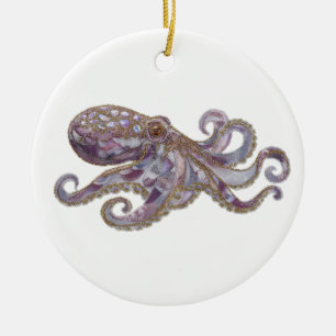 Adorno De Cerámica Ilustración de arte de pulpo con cuentas elegante