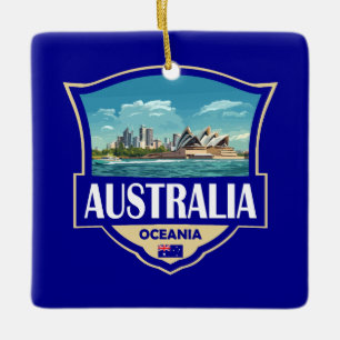 Adorno De Cerámica Ilustración de Australia Insignia Retro