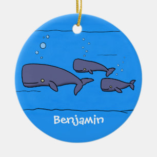 Adorno De Cerámica Ilustracion de ballenas personalizados migratorias