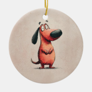 Adorno De Cerámica Ilustración de boceto de perro de dibujos animados