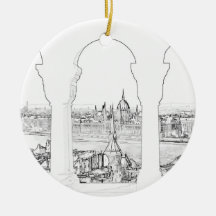 Ilustración de Budapest y parlamento húngaro