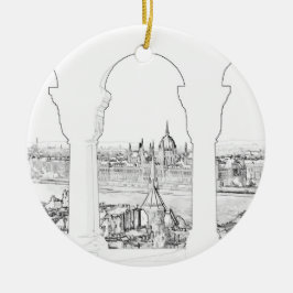 Adorno De Cerámica Ilustracion de Budapest y parlamento húngaro