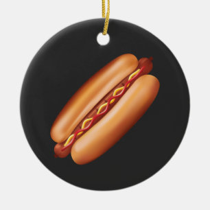 Adorno De Cerámica Ilustración de comida rápida de hot dog con texto
