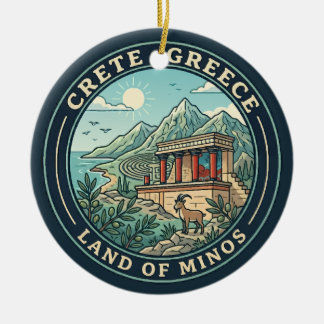 Adorno De Cerámica Ilustración de Creta Grecia Arte de Viaje Insignia