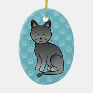 Adorno De Cerámica Ilustración de dibujos animados de gato Korat lind