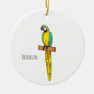 Adorno De Cerámica Ilustración de dibujos animados de guacamayo azul