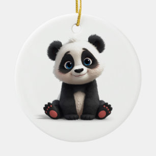 Adorno De Cerámica Ilustración de dibujos animados de oso panda senta