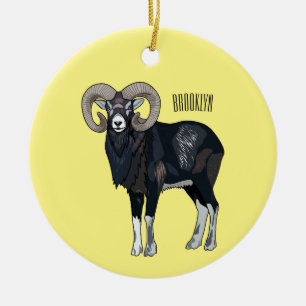 Adorno De Cerámica ilustración de dibujos animados de oveja mouflon