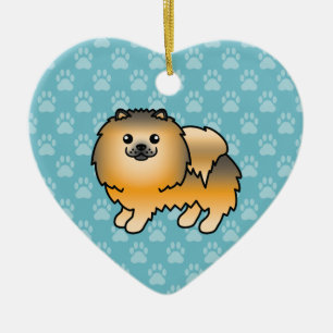 Adorno De Cerámica Ilustración de dibujos animados de perro pomerania