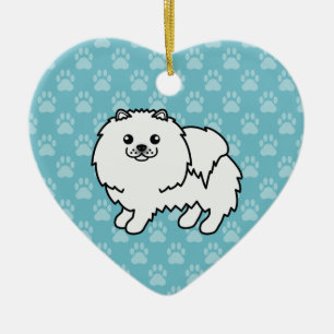 Adorno De Cerámica Ilustración de dibujos animados de perro pomerania