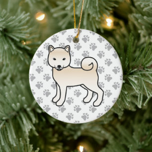Adorno De Cerámica Ilustración de dibujos animados de perro Shiba Inu