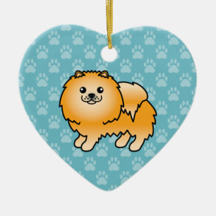 Adorno De Cerámica Ilustración de dibujos animados de Pomerania con a