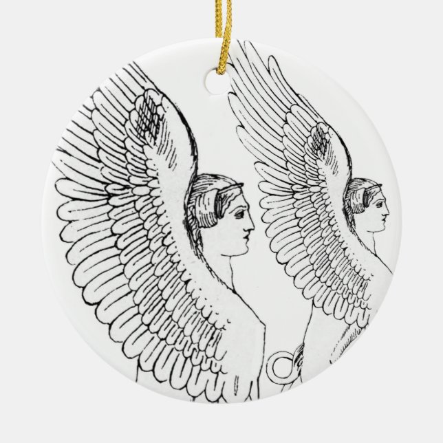 Adorno De Cerámica Ilustracion de esfinge vintage (Frente)