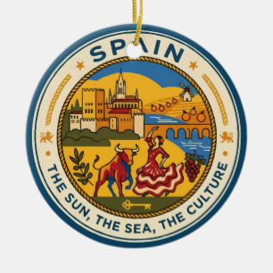 Adorno De Cerámica Ilustración de España Viaje Arte Insignia