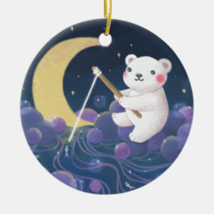 Adorno De Cerámica Ilustración de fantasía del sueño del oso polar