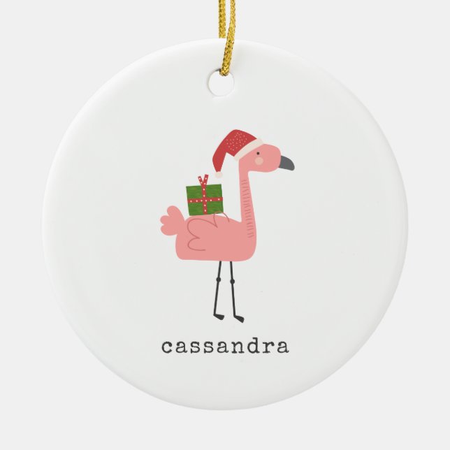 Adorno De Cerámica Ilustracion de flamingo de Navidades cutáneos pers (Frente)