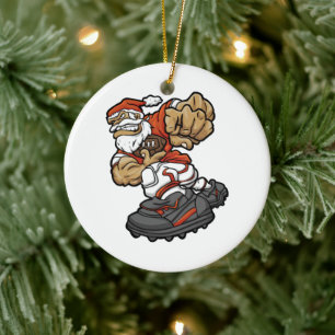 Adorno De Cerámica Ilustracion de fútbol de Santa Claus