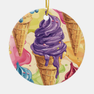 Adorno De Cerámica Ilustracion de helados de goteo colorido
