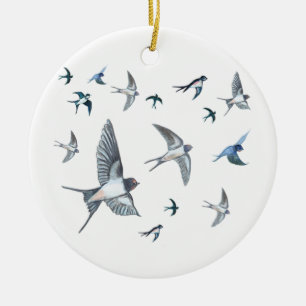 Adorno De Cerámica Ilustracion De Las Aves Tragadas Voladoras