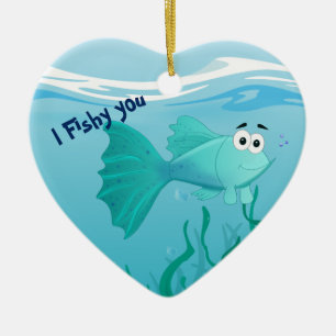 Adorno De Cerámica Ilustracion de los pescados del Guppy