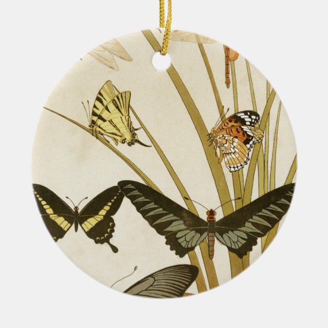 Adorno De Cerámica Ilustracion de mariposas vintage (Frente)