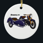 Adorno De Cerámica Ilustracion de motocicleta púrpura de Sidecar<br><div class="desc">Únete al equipo de ciclismo con esta divertida motocicleta morada. Dibujado en un divertido estilo de ilustracion.</div>