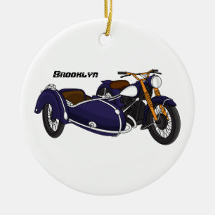 Adorno De Cerámica Ilustracion de motocicleta púrpura de Sidecar