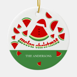 Adorno De Cerámica Ilustración de Navidad Feliz de Melón Adorable