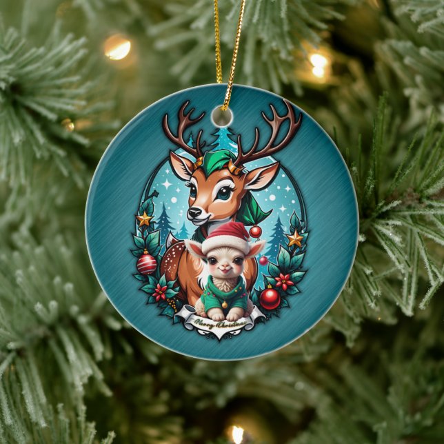 Adorno De Cerámica Ilustracion de Navidades alegres e invitantes (Árbol)