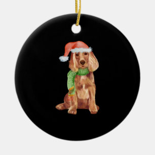 Adorno De Cerámica Ilustracion de navidades de Cocker spaniel