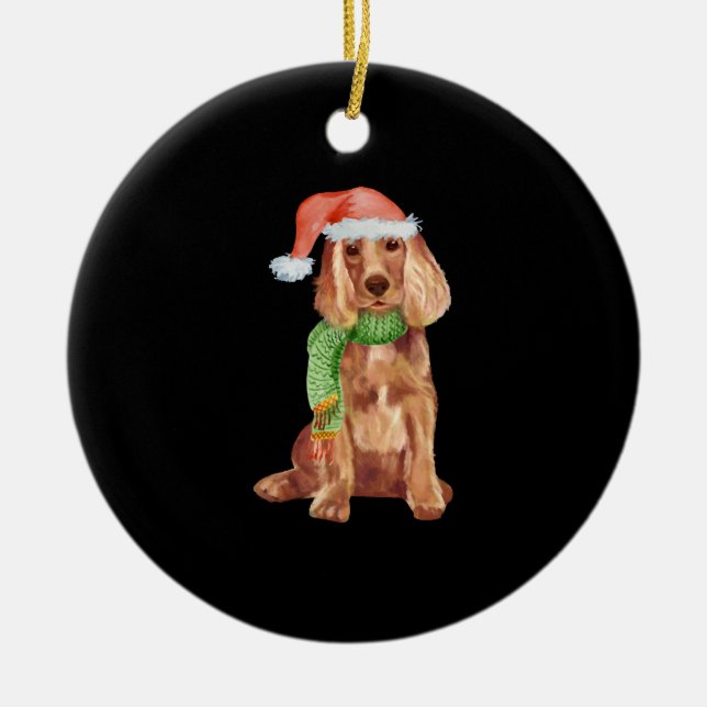 Adorno De Cerámica Ilustracion de navidades de Cocker spaniel (Frente)